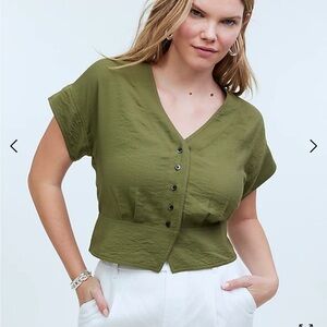 Madewell pleated short sleeve top